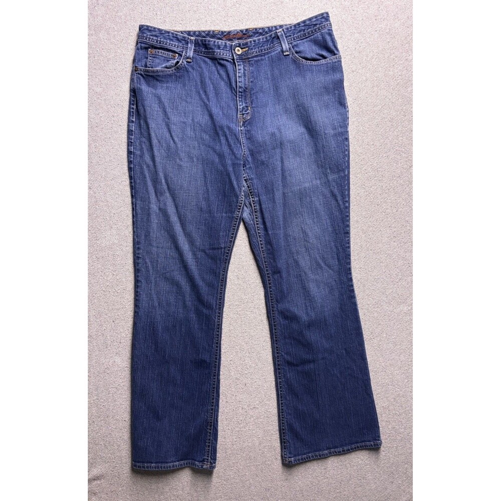 Y2K Eddie Bauer Premium Denim Women's Natural Bootcut Jeans Size 18R Blue